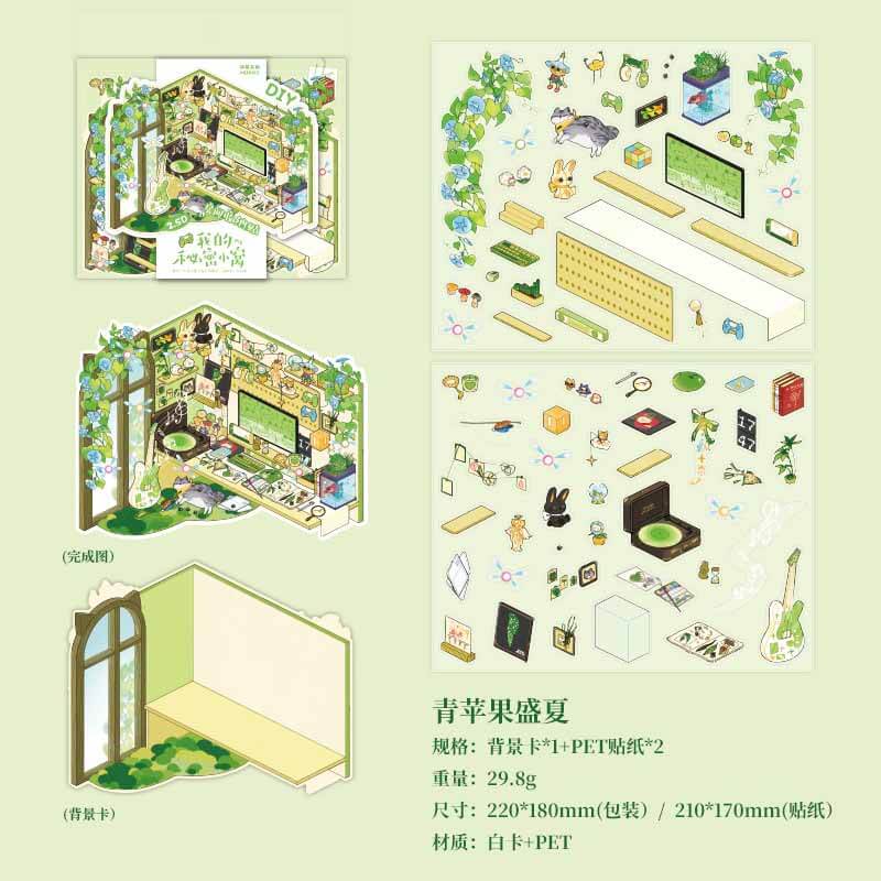 Pastel Fairytale DIY 3D Scene Stickers 4 Cute Miniature Scenes
