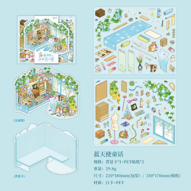 Pastel Fairytale DIY 3D Scene Stickers 4 Cute Miniature Scenes