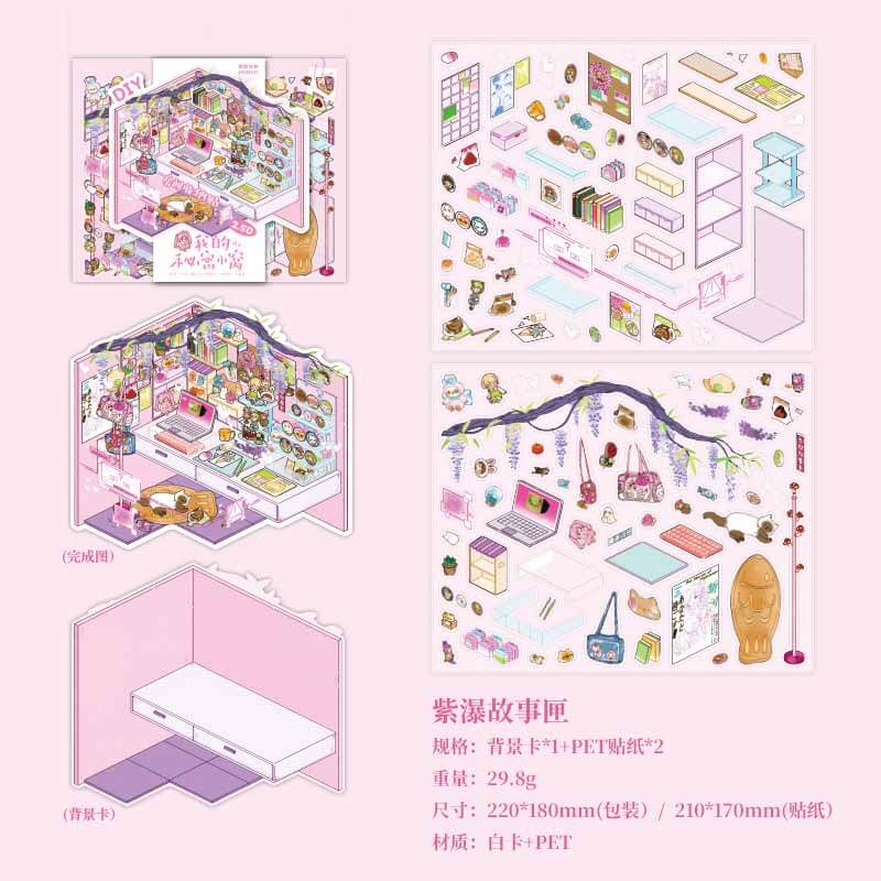 Pastel Fairytale DIY 3D Scene Stickers 4 Cute Miniature Scenes