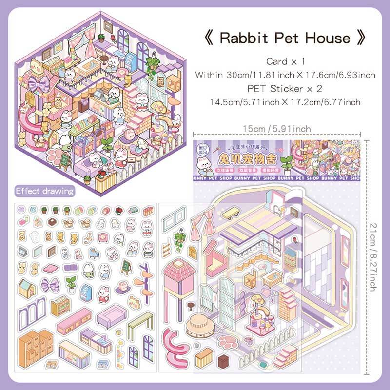 Paws & Palates DIY 3D Scene Stickers 4 Cute Miniature Scenes(S)