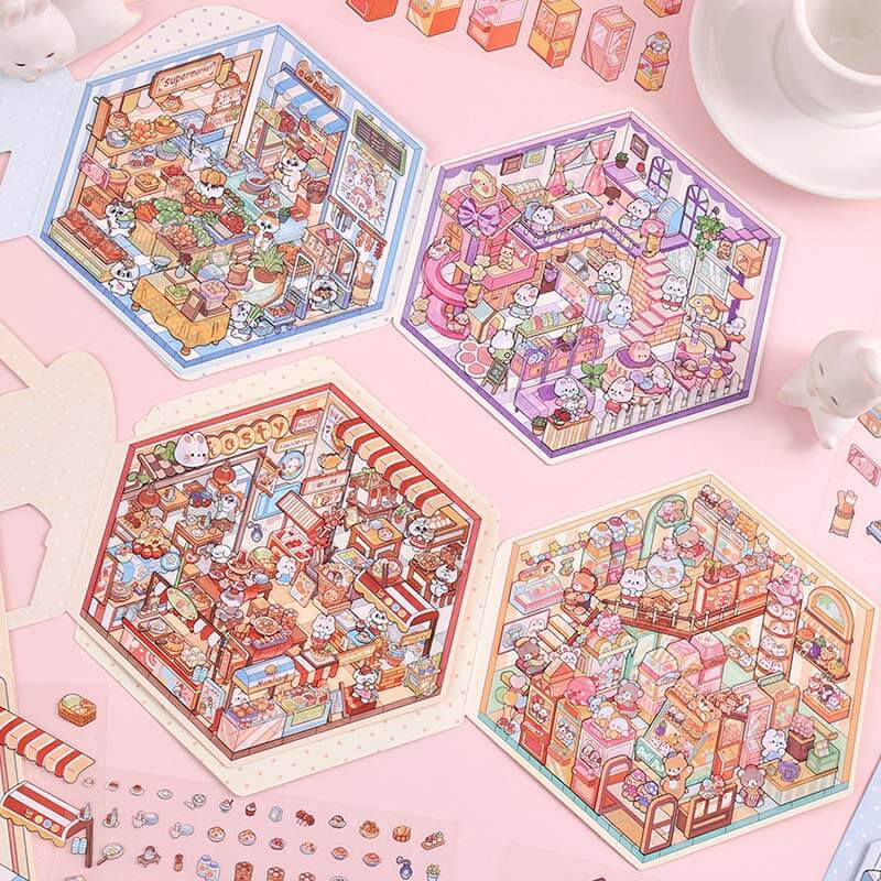 Paws & Palates DIY 3D Scene Stickers 4 Cute Miniature Scenes