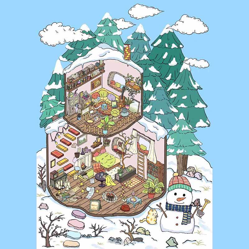 Peaceful Weekend DIY 3D Scene Stickers 2 Cute Miniature Scenes(L)