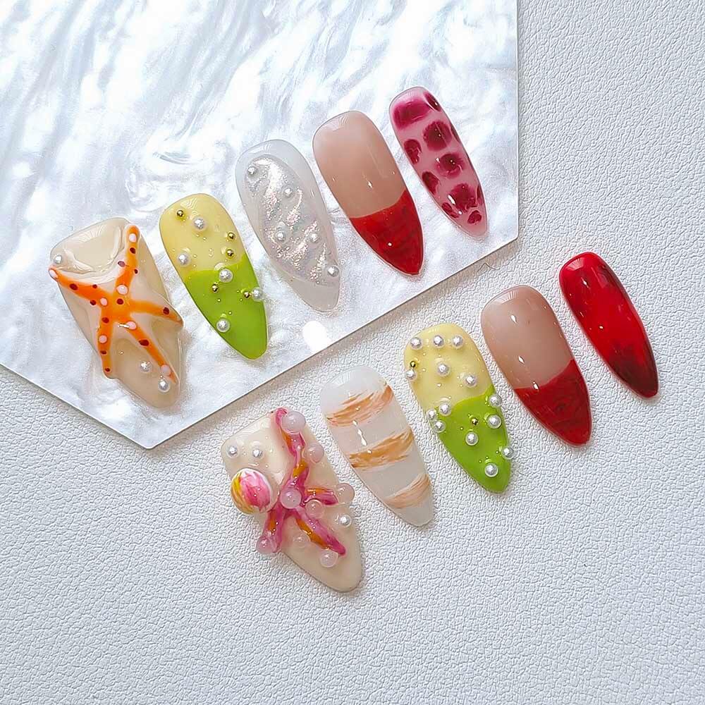 Beauty Art Garden Press On Nails Pearl Lagoon 129