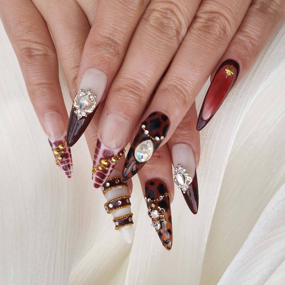Beauty Art Garden Press On Nails Pearlescent Tortoiseshell 53