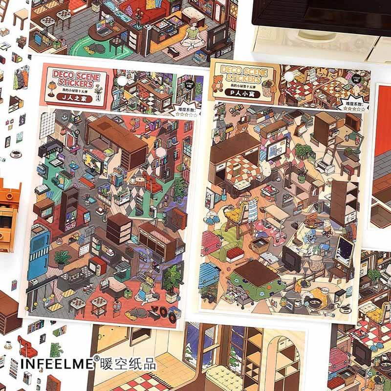Personality Home DIY 3D Scene Stickers 2 Cute Miniature Scenes(S)