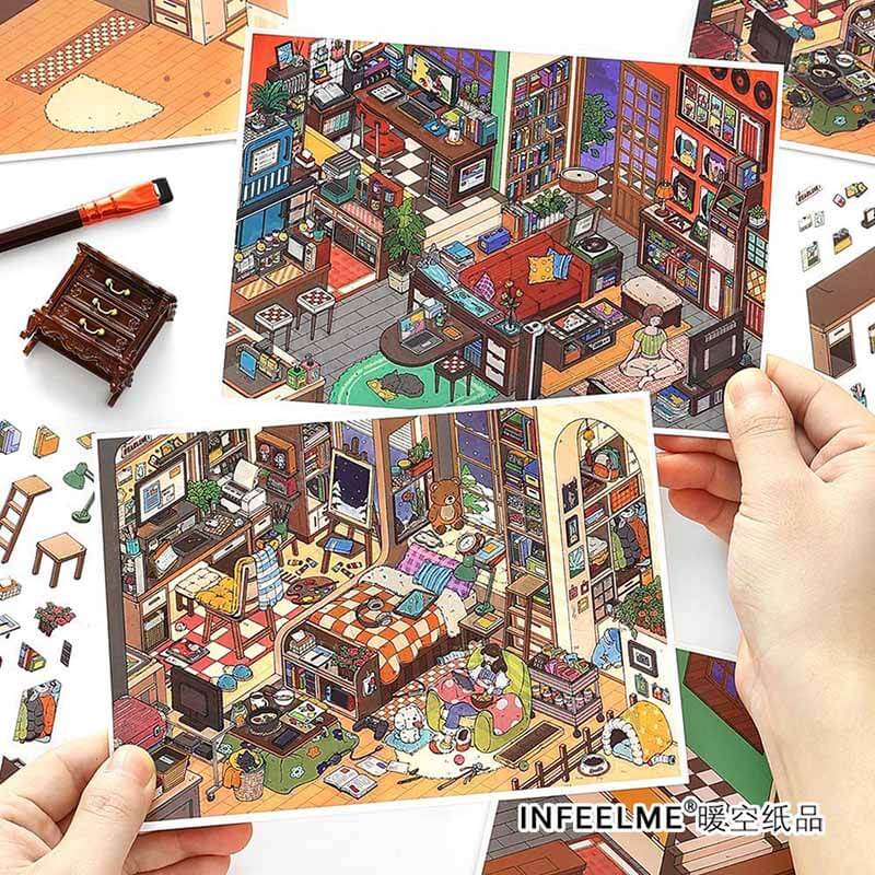 Personality Home DIY 3D Scene Stickers 2 Cute Miniature Scenes(S)