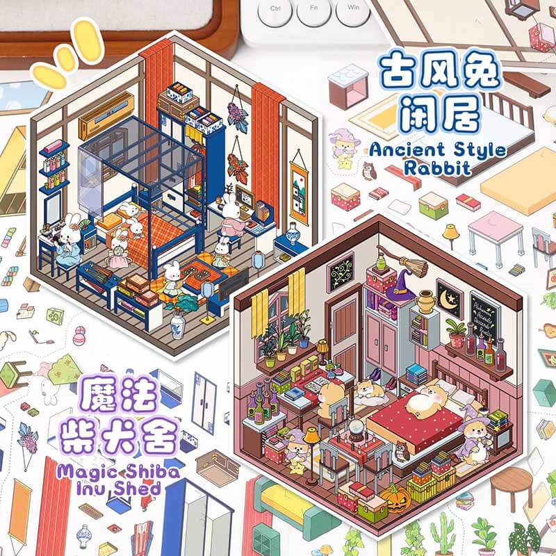Pet Cozy Home DIY 3D Scene Stickers 4 Cute Scenes(S)