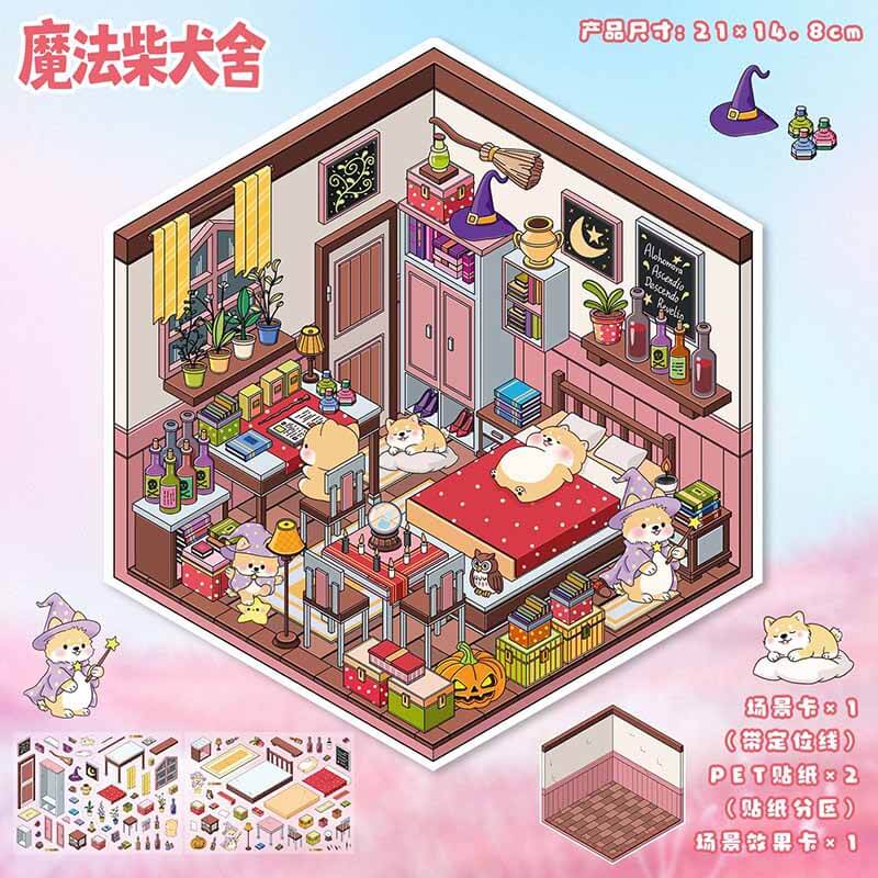 Pet Cozy Home DIY 3D Scene Stickers 4 Cute Scenes(S)