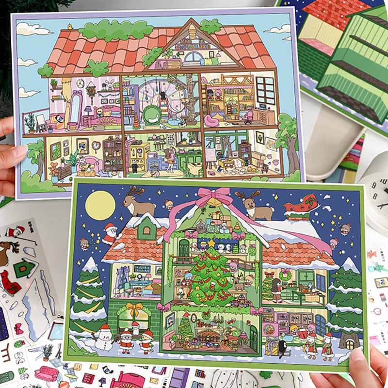 Pet Lovers’ Home DIY 3D Scene Stickers 2 Cute Miniature Scenes(L)