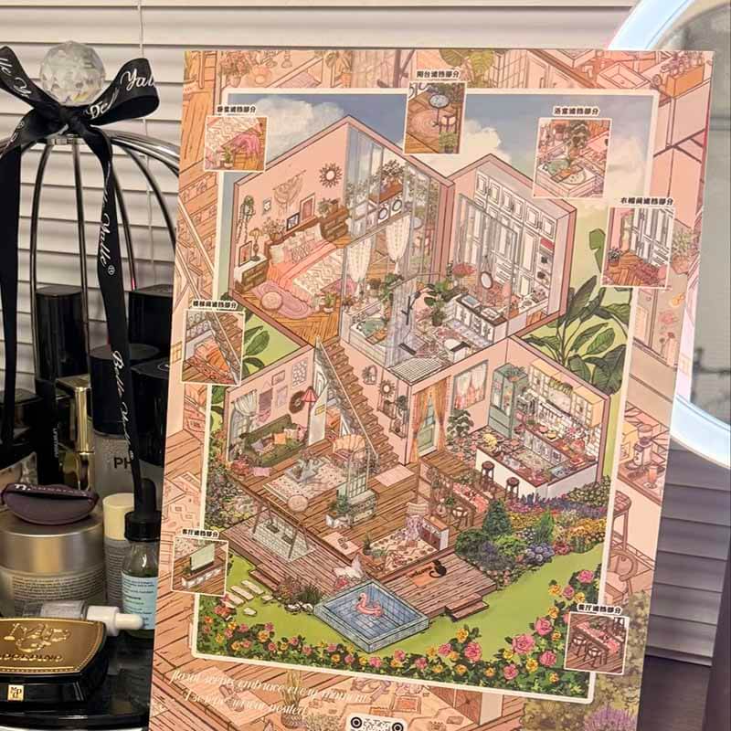 Phoenix Haven DIY 3D Scenes Sticker Cute Miniature Scenes(L)
