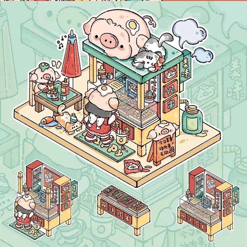 Piggy’s Shop DIY 3D Scene Stickers Cute Miniature Scenes(L)