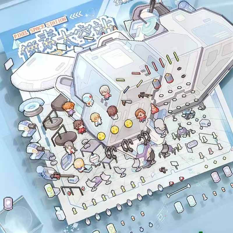 Pixel Style DIY 3D Scene Sticker 2 Cute Miniature Scenes