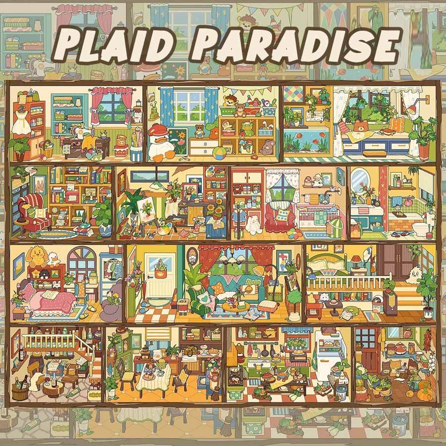Plaid Paradise DIY 3D Scene Sticker Cute Miniature Scenes(XL)