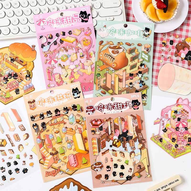Playful Platefuls DIY 3D Sticker Collection 4 Cute Miniature Scenes(S)