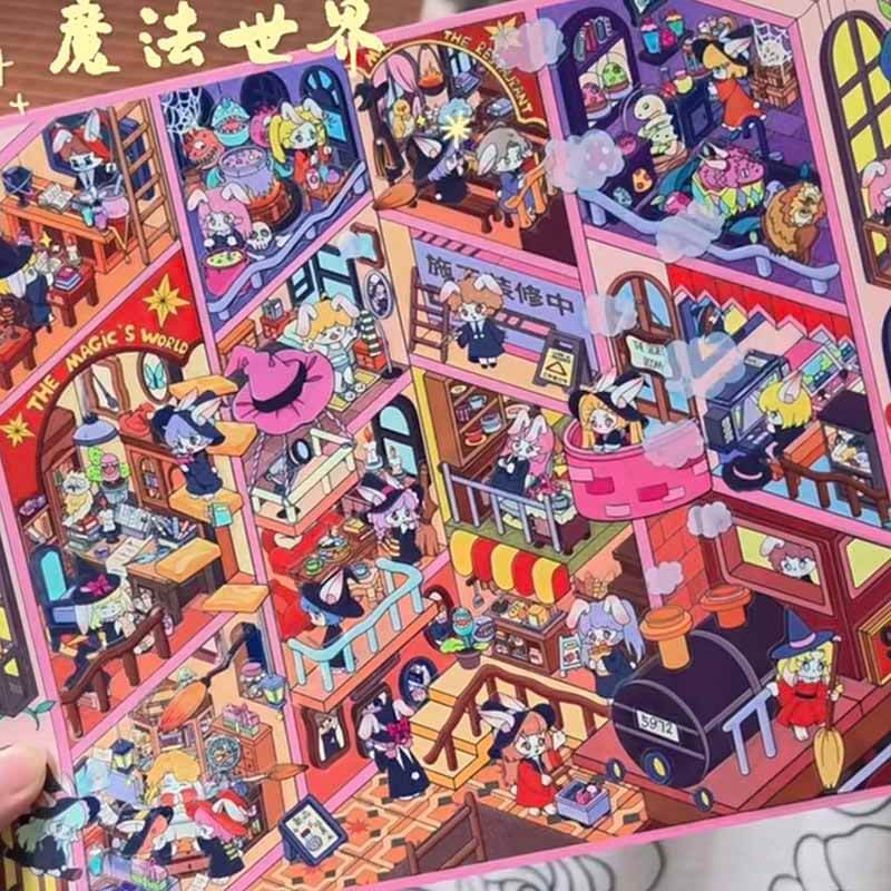 Playful Style DIY 3D Scene Stickers 2 Cute Miniature Scenes(L)