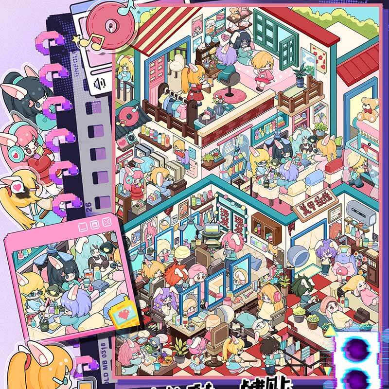 Playful Style DIY 3D Scene Stickers 2 Cute Miniature Scenes(L)