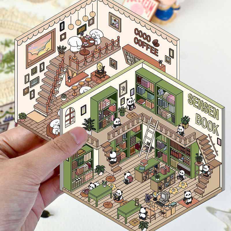 Pocket Lifestyle Town DIY 3D Scene Stickers 4 Cute Scenes(S)
