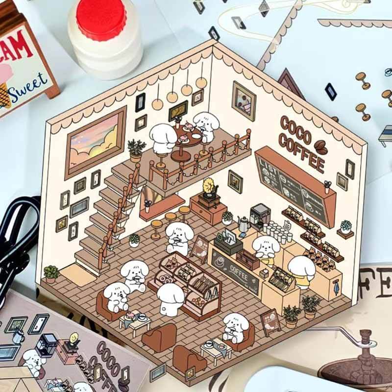 Pocket Lifestyle Town DIY 3D Scene Stickers 4 Cute Scenes(S)
