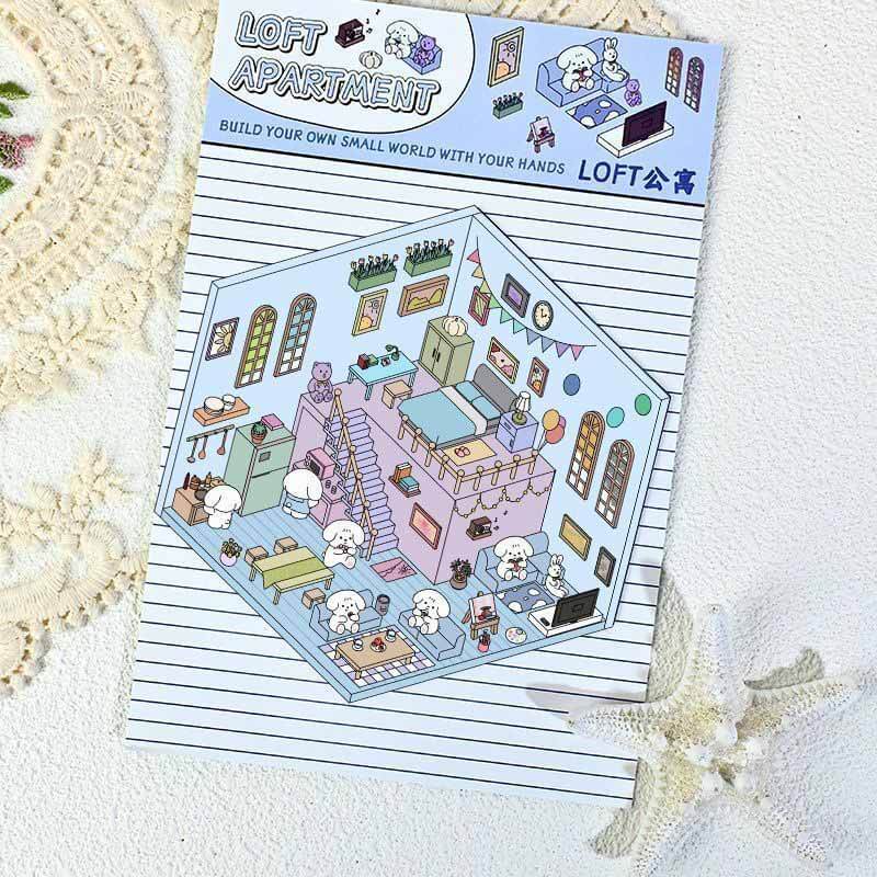 Pocket Lifestyle Town DIY 3D Scene Stickers 4 Cute Scenes(S)