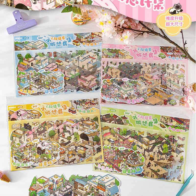 Poetic Corner DIY 3D Scene Stickers 4 Cute Miniature Scenes(L)