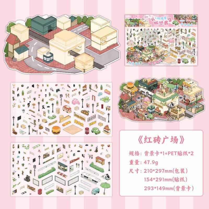 Poetic Corner DIY 3D Scene Stickers 4 Cute Miniature Scenes(L)