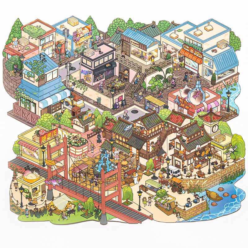 Poetic Corner DIY 3D Scene Stickers 4 Cute Miniature Scenes(L)