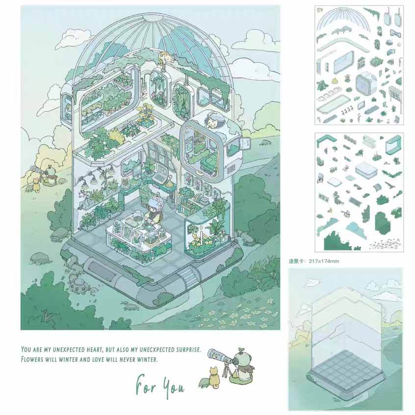 Poetic Dreams DIY 3D Scene Stickers 4 Cute Miniature Scenes(L)