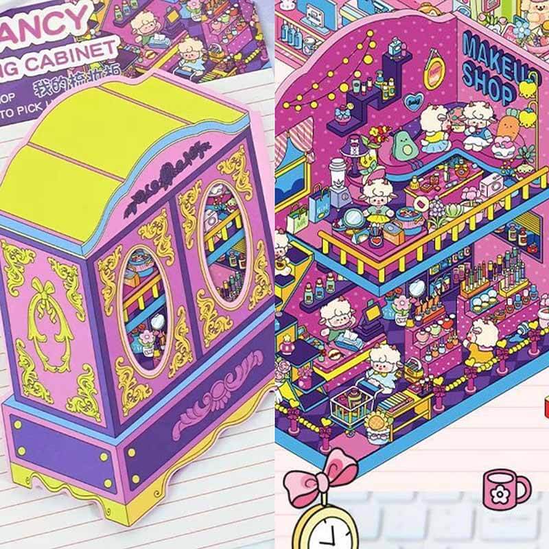 Pretty Girls DIY 3D Scene Stickers 4 Cute Miniature Scenes