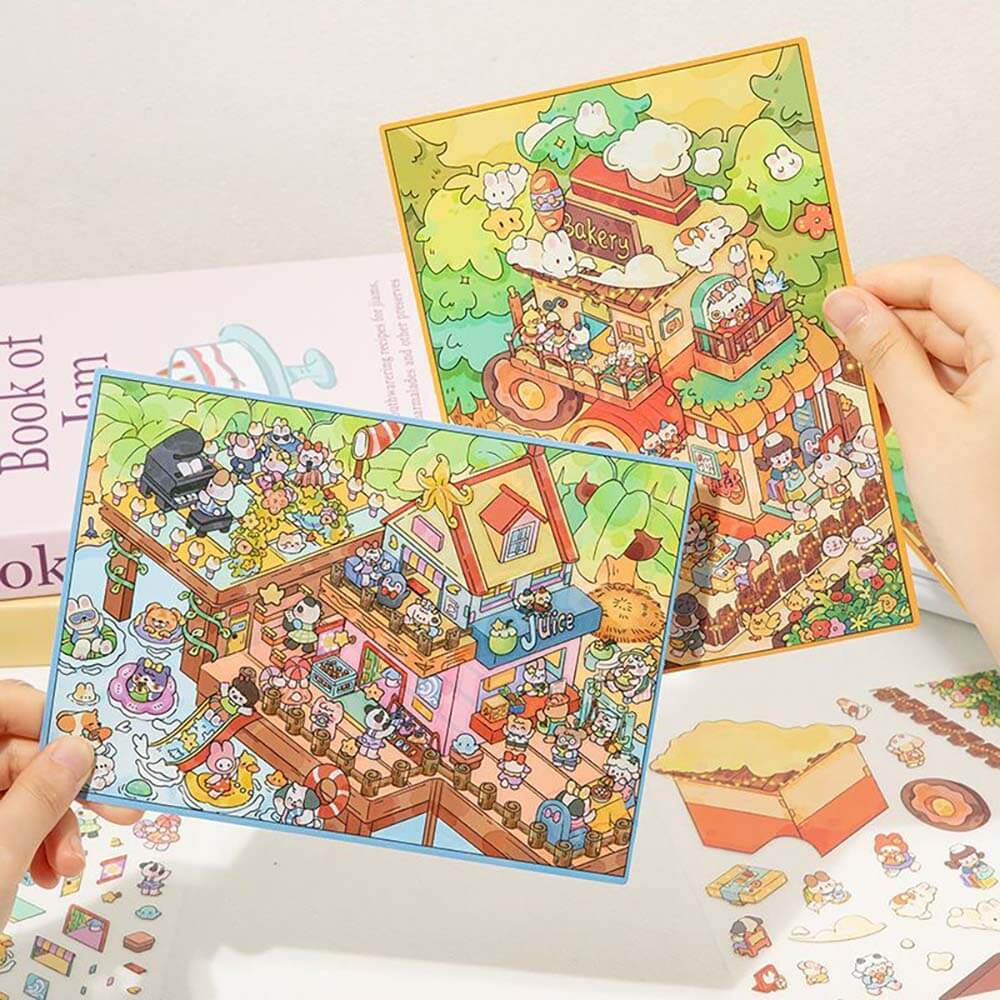 Proofing & Palm Trees DIY 3D Scene Stickers 2 Cute Miniature Scenes(L)
