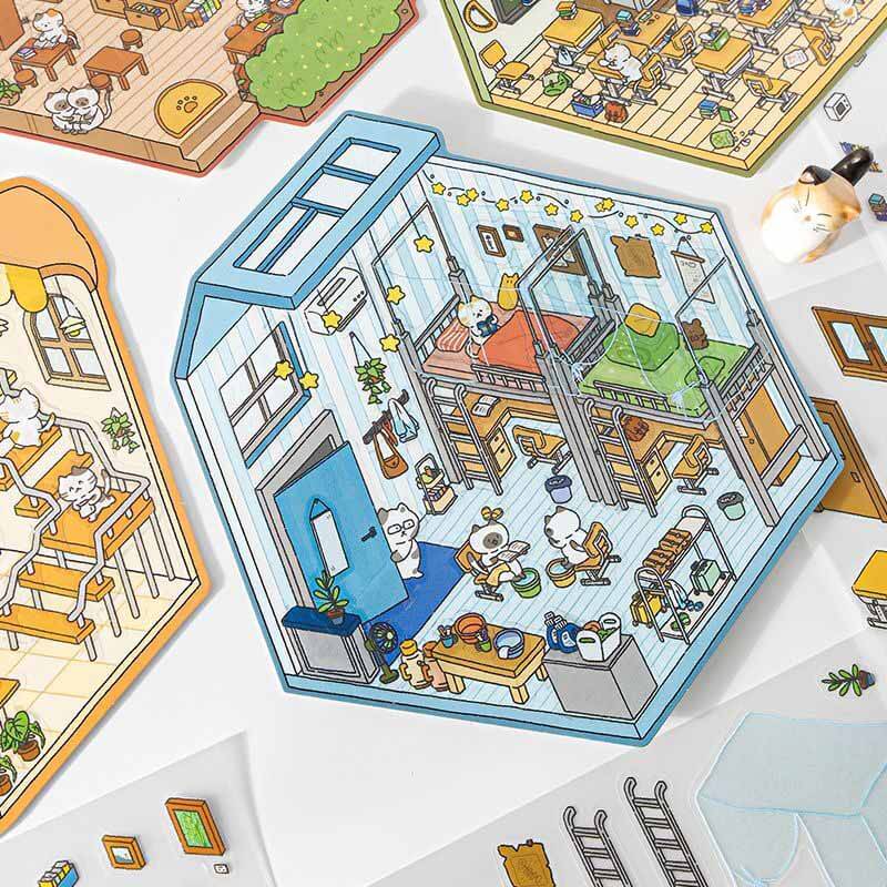 Purr & Paws DIY 3D Scene Stickers 4 Cute Miniature Scenes