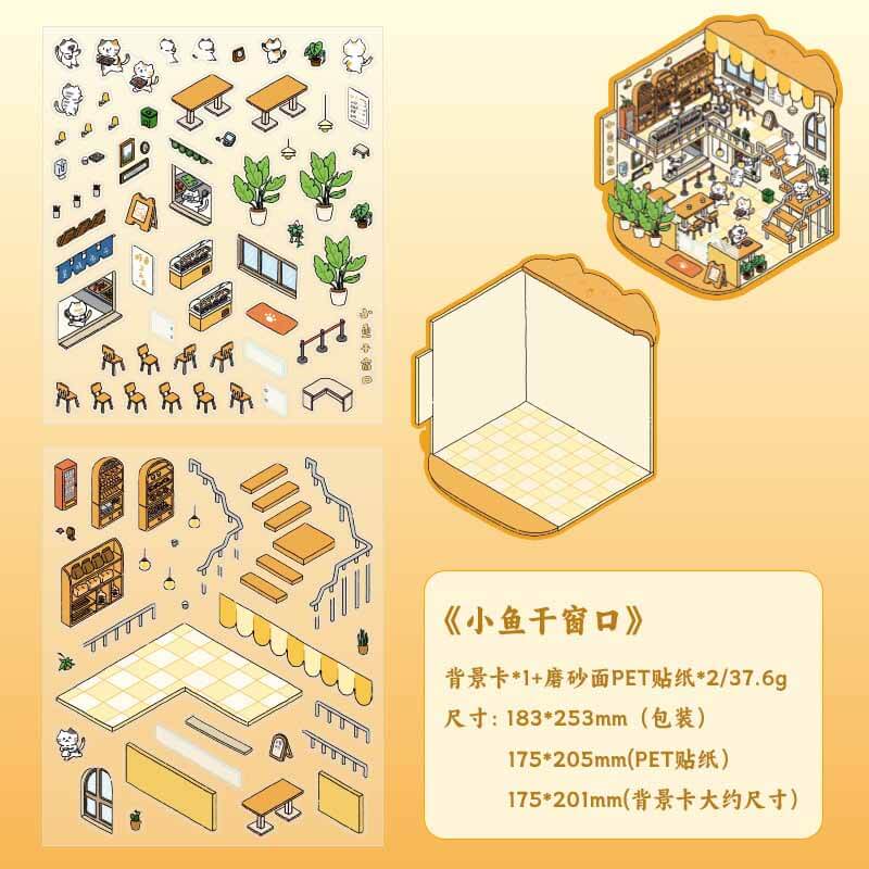 Purr & Paws DIY 3D Scene Stickers 4 Cute Miniature Scenes(L)