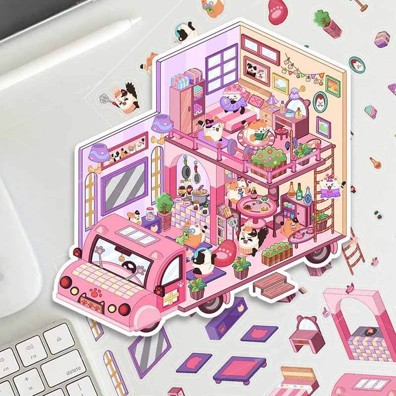 Purrfect Days DIY 3D Scene Stickers 4 Cute Miniature Scenes(S)