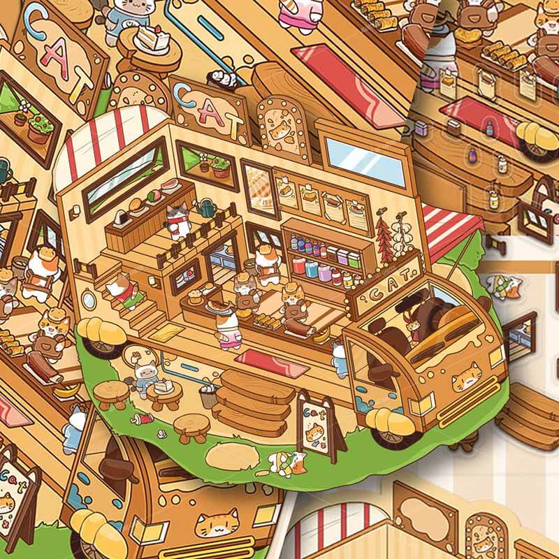 Purrfect Days DIY 3D Scene Stickers 4 Cute Miniature Scenes(S)