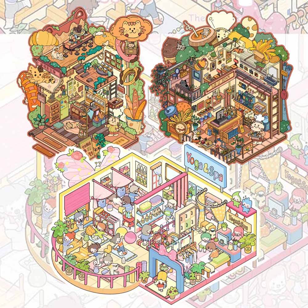 Purrfect Days DIY 3D Scene Stickers 3 Cute Miniature Scenes