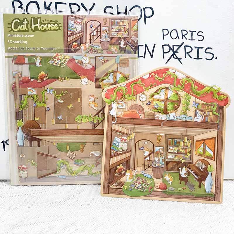 Purrfect Days DIY 3D Scene Stickers 4 Cute Miniature Scenes(S)