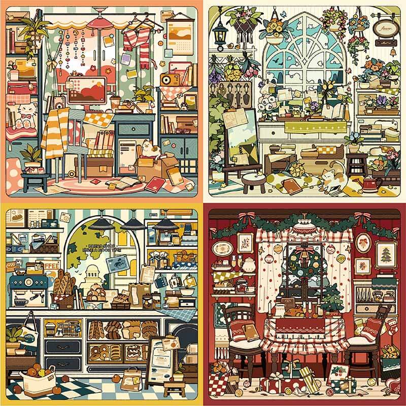 Quiet Corner DIY 3D Scene Stickers With Guide Lines(XS)