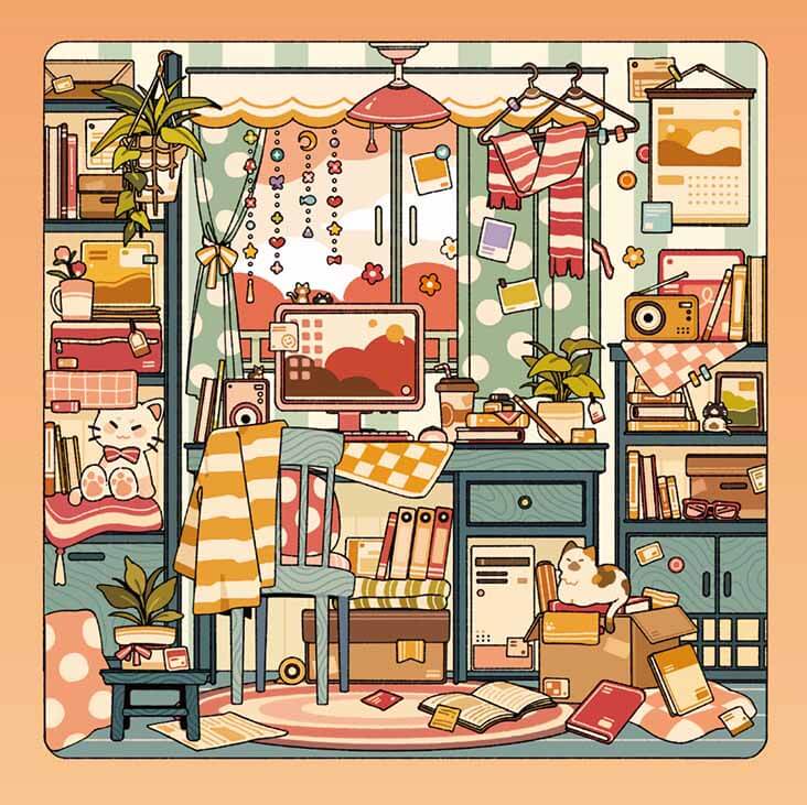 Quiet Corner DIY 3D Scene Stickers With Guide Lines(XS)