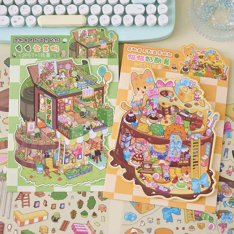 Quirky Friends DIY 3D Scene Stickers 2 Cute Miniature Scenes(L)