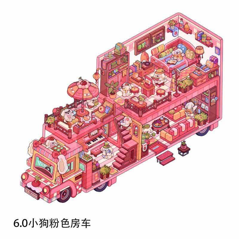 RV Living DIY 3D Scene Stickers 4 Cute Miniature Scenes