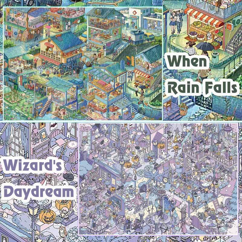 Rainy Enchantment DIY 3D Scene Stickers With Guide Lines(XXL)
