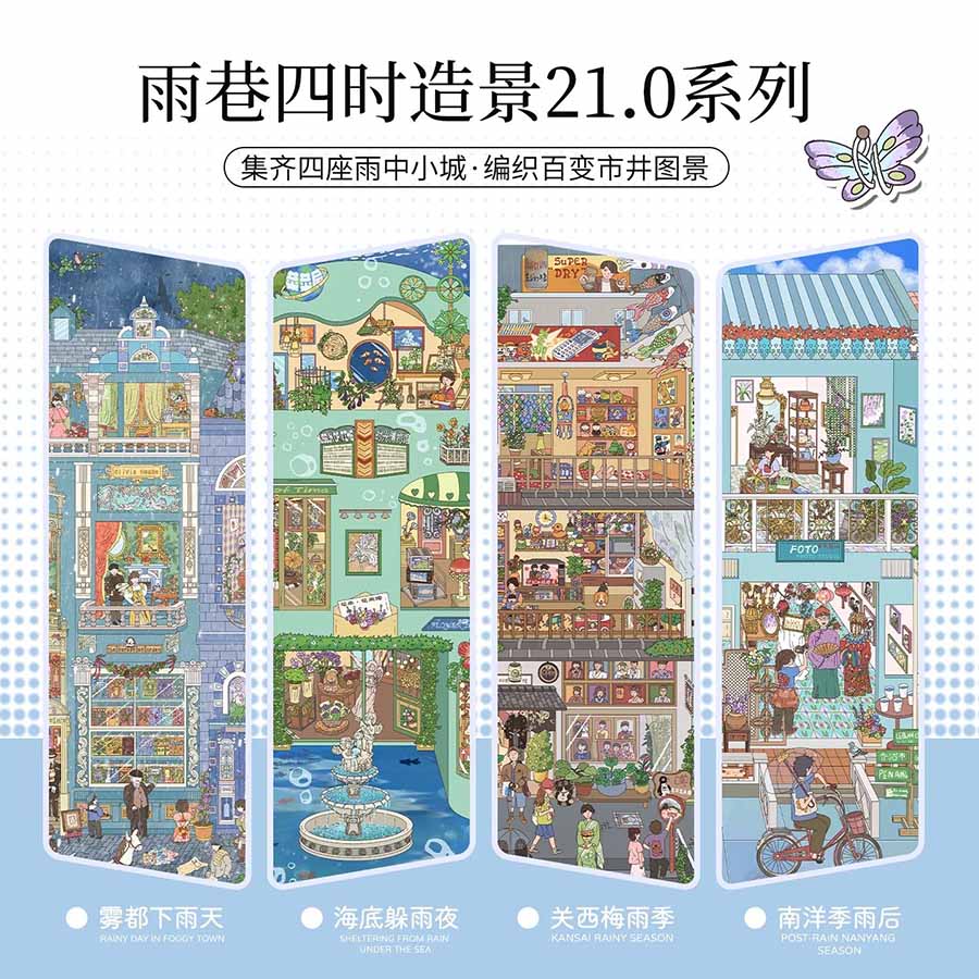 Rainy Escape DIY 3D Scene Stickers With Guide Lines(L)