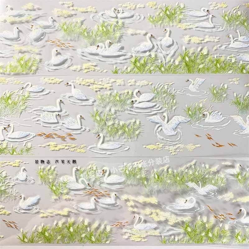 Reeds Swans PET Journal Collage Sticker