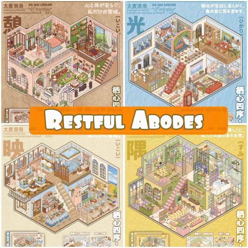 Restful Abodes DIY 3D Scene Stickers 4 Cute Miniature Scenes(L)