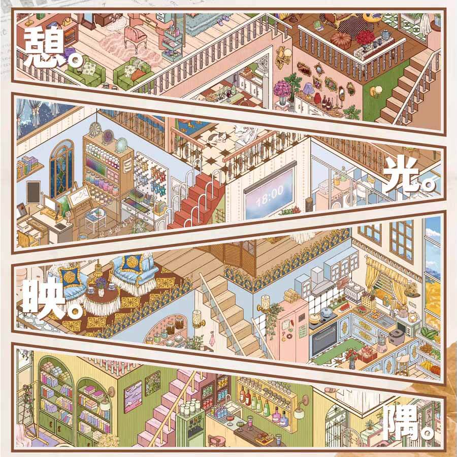 Restful Abodes DIY 3D Scene Stickers 4 Cute Miniature Scenes(L)