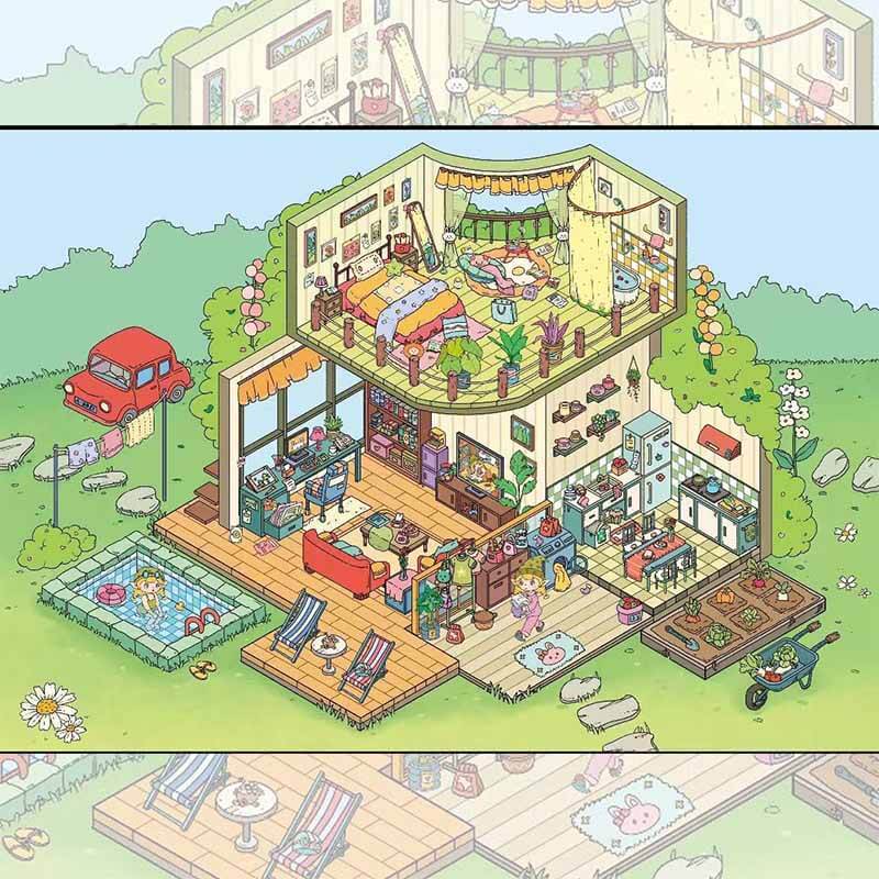 Riverside Reverie DIY 3D Scene Stickers 4 Cute Miniature Scenes(L)