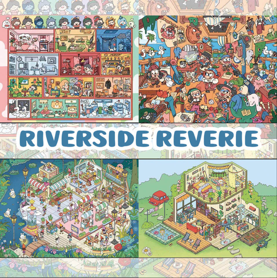 Riverside Reverie DIY 3D Scene Stickers 4 Cute Miniature Scenes(L)