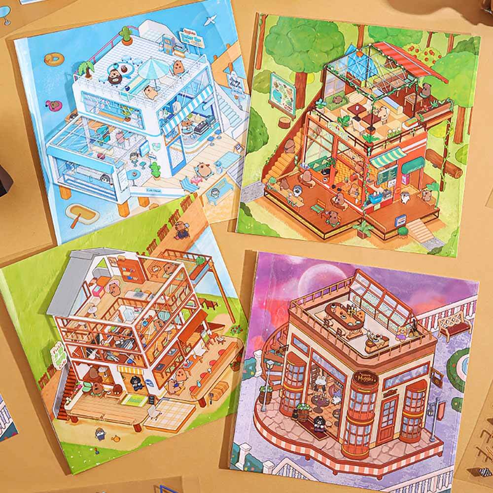Roaming Roast DIY 3D Scene Stickers 4 Cute Miniature Scenes