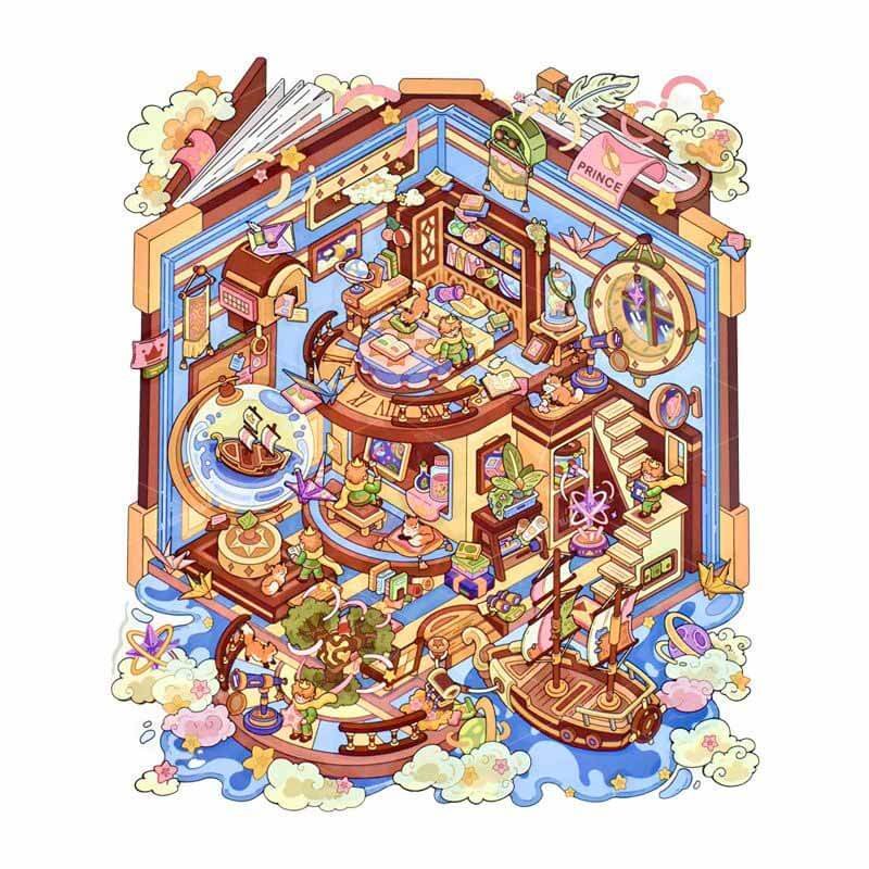 Romance Atlas DIY 3D Scene Stickers 2 Cute Miniature Scenes(L)