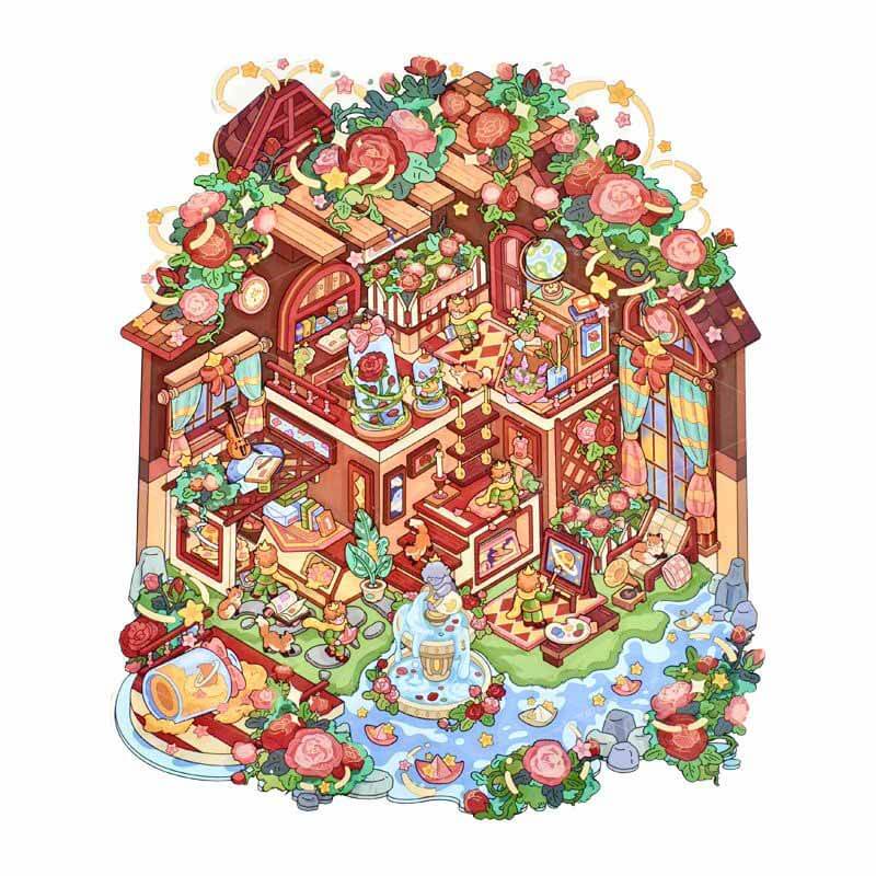 Romance Atlas DIY 3D Scene Stickers 2 Cute Miniature Scenes(L)