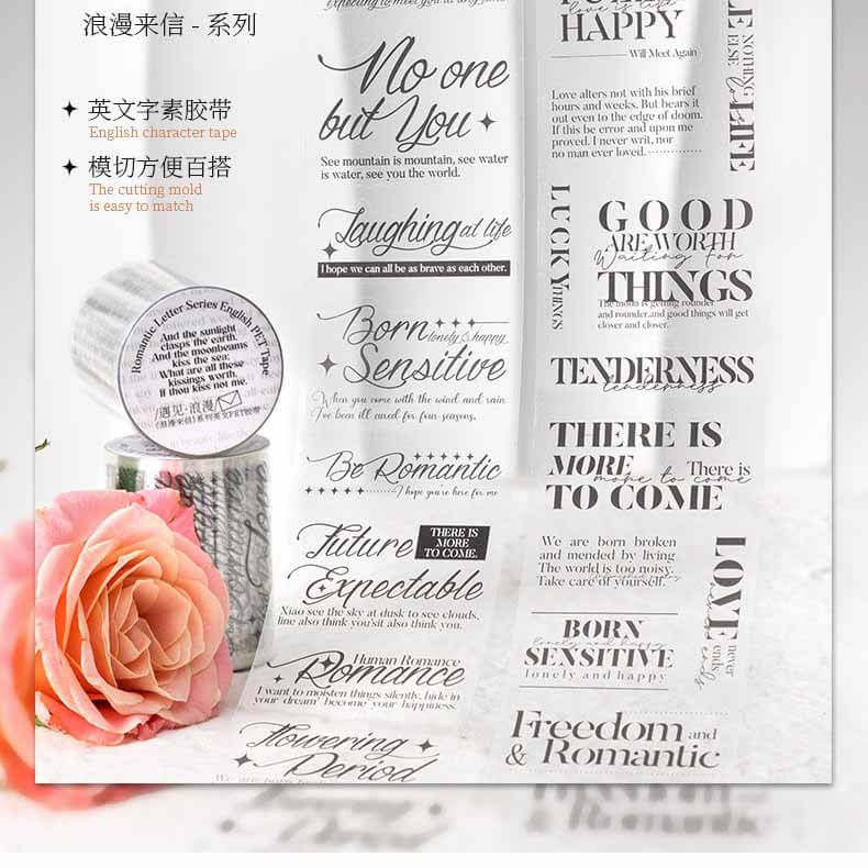 Romantic Letters PET Lettering Journal Stickers